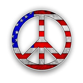 Peace Sign Custom Graphic Decal Window Laptop Car Truck Window Sticker by Vinyl Junkie Graphics (American Flag)