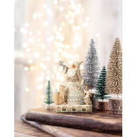 Enesco Jim Shore Heartwood Creek White Woodland Santa Holding a Dove Figurine- Stone Resin Hand Painted Crafted Collectible Santa Figurines Christmas Home Decor Statue, 7.87 Inch