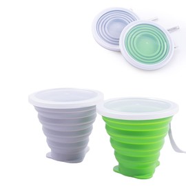 IYYI Collapsible Cups for Traveling, Silicone Collapsible Cups, Camping Mugs, Foldable Cup, Folding Cup for Camping, Hiking, Outdoors, Travel (Gray-Green)