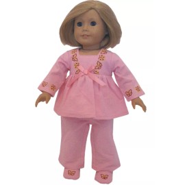 Unbranded Pink Butterfly Pajamas w/ Matching Slippers fit 18" American Girl Size Doll