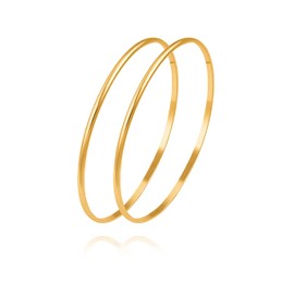 18K Gold Plated Minimalist Dainty Bangle Bracelets for Women Smooth Stackable Ideal Gift