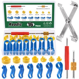 Keadic 17 Pcs Quick Disconnect Tools Kit Contains 2 in 1 Scissor Remover and 1/4" 5/16" 3/8" 1/2" 5/8" 3/4" 7/8" Transmission Oil Cooler Hose Removal, Fuel Line Disconnect Tool for A/C, Heater