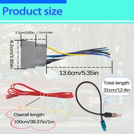 Radio Wire Harness, Car Radio Stereo Wiring,Wiring Harness with Antenna Adapter Connector for Car Stereo 2006-2016 Dodge, 2008-2016 Jp
