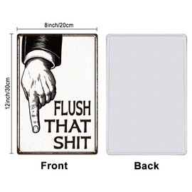 SUPERDANT Metal Sign Flush That Toilet Funny Tin Sign Vintage Wall Art Retro Tin Sign Funny Vintage Sign Decor For Washroom Bathroom Toilet Retro Metal Decor 30 x 20 cm