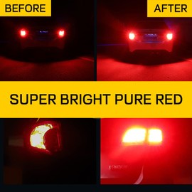Yifengshun 1157 LED Bulbs Red, Brake Stop Light Super Bright 3000 Lumens Error Free Canbus, BAY15D 7528 2057 2357 Automotive Led Tail Rear Light Bulb for Car RV Truck 144SMD (2PCS)