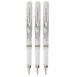 Uni-Ball Signo UM-153 Gel Ink Rollerball Pen, 1.0mm, Broad Point, White Ink, Pack of 3