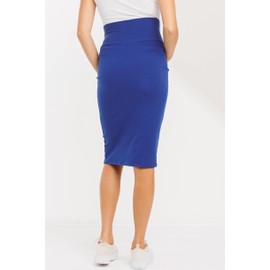 My Bump - Falda midi para mujer, de cintura alta, elástica, con control de abdomen, para maternidad, fabricada en Estados Unidos, Real, Large
