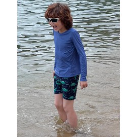 AMIYAN Boys Swim Trunks Toddler Swim Board Shorts Quick Dry Beach Swimwear Trunks Shorts Bathing Bottom for Boy Black Dinosuar 3XL 7-8Years