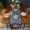Embroidery Luxury Table Runner, Long Blue Dining Table Runner, Elegant