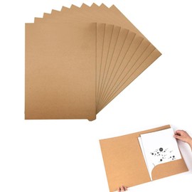 Armastuse Pack of 10 A4 Cardboard Document Folder Cardboard Presentation Folder with Business Card Slot for Files, Meetings, Reports (Brown)