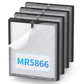 4 Pack MR5866 True High-Efficiency Replacement Filter, Compatible with MORENTO MR5866, 4 High-Efficiency Filters and 8 Pre-Filters
