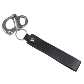 YUEARNR Quick Release Clip Shackle for SCBA Mask, Firefighter Accessories, Quick Release Lanyard, Marine Grade 316 Stainless Steel Shackle for Rigging with Leather Handle