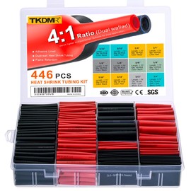 TKDMR 446 Pcs Heat Shrink Tubing Kit - 4:1 Ratio Adhesive Lined, Marine Grade Shrink Wrap - Industrial Heat Shrink Tubing,Red and Black