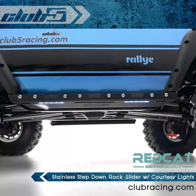 Club 5 Racing Stainless Step Down Rock-Slider w/ Courtesy Lights