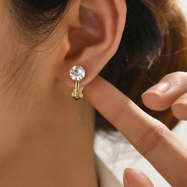 Cimenexe Bohemian Crystal Cuff Earrings Gold Crystal Cz Earrings Small Cz Clip on Earrings Rhinestone Dot No Piercing Earrings Jewelry for Women