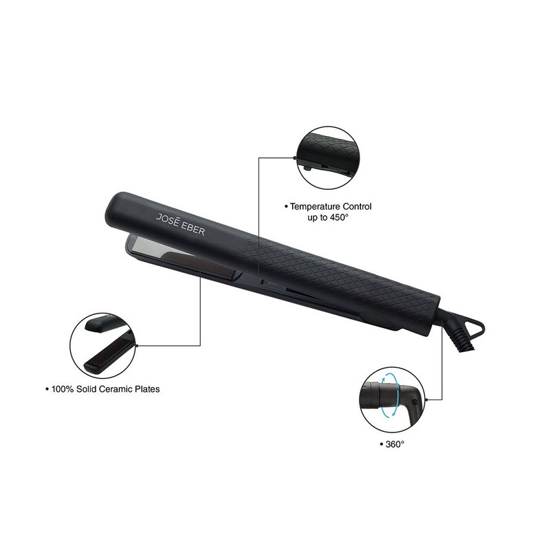 Jose Eber Ceramic Flat Iron, Dual Voltage, (Black)