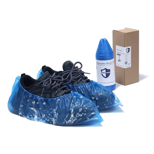 yeecyclean 100PCS/50PAIRS Disposable Shoe Covers,Family Size,Indooor,Non-Slip,Dust/Waterproof Booties – Easy Storage