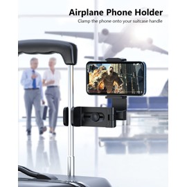 MiiKARE Airplane Travel Essentials Phone Holder, Universal Handsfree Phone Mount for Flying with 360 Degree Rotation, Accessory for Airplane, Travel Must Haves Phone Stand for Desk, Black&Black&Black