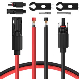 BougeRV 40 Feet 8AWG Solar Extension Cable with Female and Male Connector with Extra Pair of Connectors Solar Panel Adaptor Kit Tool (40FT Red + 40FT Black)