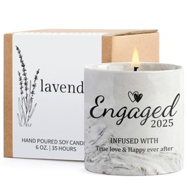 Engagement Gifts - Gifts for Newly Engaged Couples, Fiance Gifts for Women, Bridal Shower, Wedding Bride Gifts - Engaged Gifts 6 Oz Engaged 2025 Lavender Ceramics Candle
