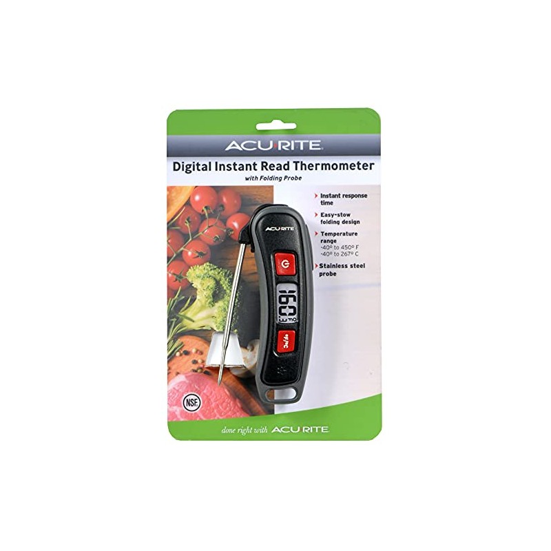 AcuRite, Multicolor Digital Instant Read Thermometer with Folding Probe, 5"