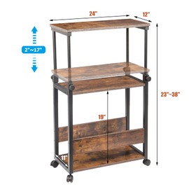 Height Adjustable Computer Tower Stand, Computer & Machine Carts, PC Tower Stand, Printer Stands with Wheels, 24" W x 12" D x 23"-38" H, Holds Up to 132 lbs (Fits Tower Lower Than 19")