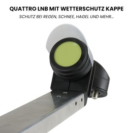 Zehnder Quattro LNB + Weather Protection Cover, with LTE Sun Protect UV Protection and Weather Protection Cap, Only for Multiswitch Multiswitch, No Direct Connection, 4K HD LMB, for Satellites 3 x