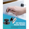 MeBantoo 5 Pack Black Self-Adhesive Cabinet Knobs, Self-Stick Hardware Kitchen