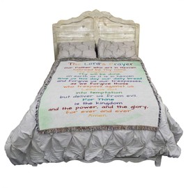 Pure Country Weavers Lords Prayer Colorful Blanket - Religious Gift Tapestry Throw Woven from Cotton - Made in The USA (72x54)