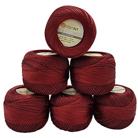 YarnArt Tulip 6 x 50 g Pack, Silk Yarn, Microfibre Yarn, Satin Yarn, Silk Brilliant Yarn, Shiny Yarn (Bordeaux 422)