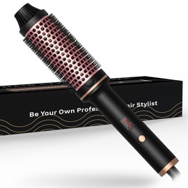 Thermal Brush,10 Temperatures LCD Display Upgrade to 400°F 1.5 in Heated Round Brush Curling Iron Heated Ceramic Tourmaline Ionic Comb 110-240V Volum