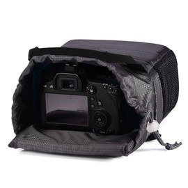 Diyeeni Camera Bag, Waterproof Camera Insert Bag, Shockproof Camera Hand Bag, with Convenient Drawstring and Removable Padded(Grey)