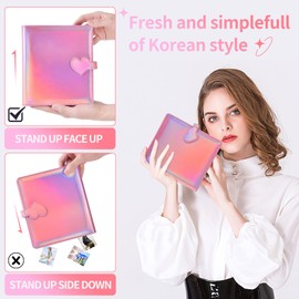 A5 Kpop Album Photocard Binder with 4-Pocket Card Pages 30 Double Sided Photocard Sleeves, 6 Ring Photocard Holder Book PU Leather Binder Cover for Organizing 240 K-pop Photocards or Trading Cards