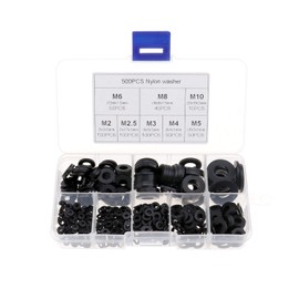 OTOTEC 500pcs M2 M2.5 M3 M4 M5 M6 M8 M10 Black Nylon Washers with Bag for Household Electric Car Marine