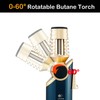DOUBFIVSY Butane Torch Lighter, 60° Rotatable Refillable Kitchen Cooking Torch
