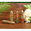 MAIBAOTA 4" Unakite Healing Crystals Wands Gifts for Beginners Hexagonal