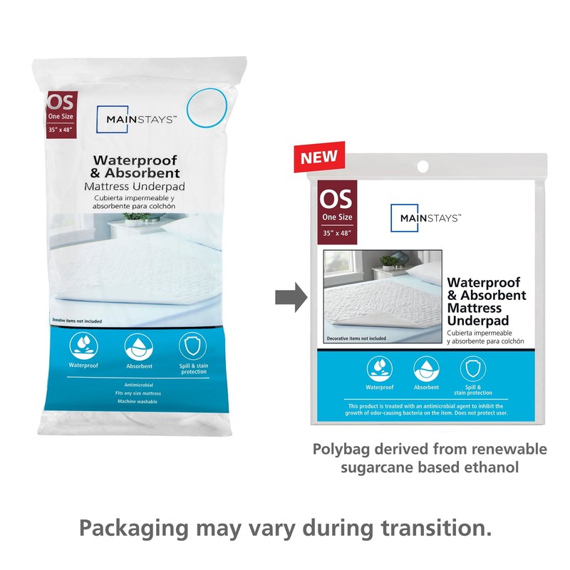 Mainstays Waterproof and Absorbent Mattress Underpad, One Size