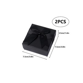 2 Pack Jewellery Gift Box 7.5x7.5x3.5cm Small Gift Boxes with Lids, Ring Earrings Necklace Gift Box(Black)