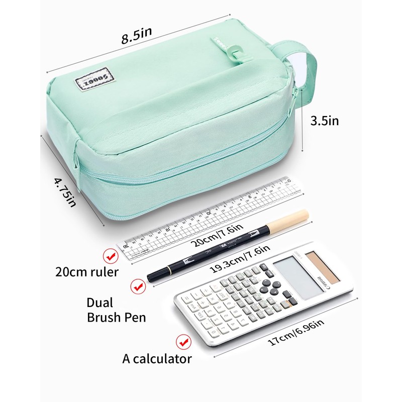 Sooez Big Capacity Pencil Case, Upgraded Canvas Pencil Pouch Large
