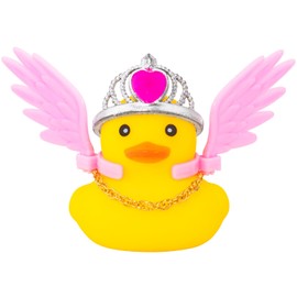 wonuu Car Dashboard Decorations Wings Rubber Ducks, Car Duck for Car Ornament Accessories with Sunglasses, Wings Pink/Pink Crown/Chain, Pink/Chain
