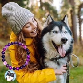 SODLYUE Dog Mom Gifts for Women, Amethyst Dog Mom Bracelets, Dog Gifts for Dog Lovers with Message Card Husky Gifts for Birthday Christmas Valentines Day Mothers Day, Stone, no gemstone