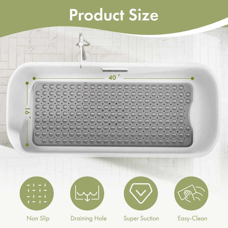 AmazerBath Shower Mat Non Slip 40 x 16 Inches, Shower