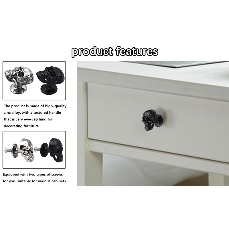 FANYUN 8 Pack Skull Skeleton Cabinets Knobs, Single Hole Pull