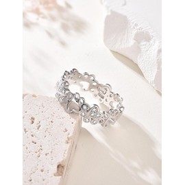 Valentines Dog Paw Rings for Women S925 Sterling Silver Cubic Zirconia Cute Cat Puppy CZ Paw Print Ring Stackable Ring Pet Jewelry Gifts Size 8