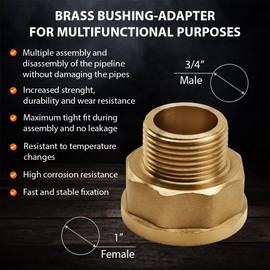 Adapter 3/4" Male x 1 “ Female Threaded Brass Construction NPT Pipe Fittings