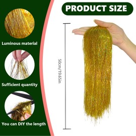 AUXHCYL 3000 Christmas Tinsel Strands,Gold Tinsel,Angel Hair Tinsel for Xmas Decor,Lametta for Holiday Christmas Tree Decorations