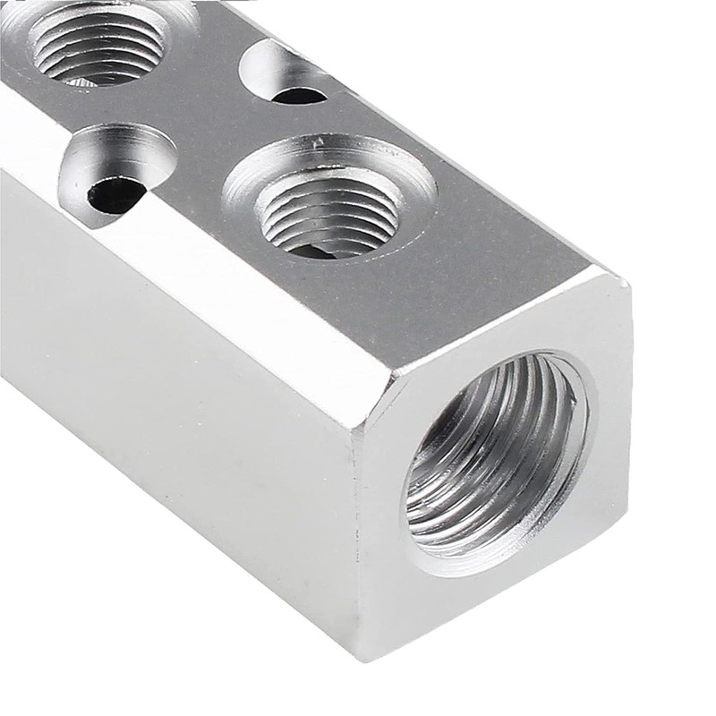 Iceyon 3 Way Pneumatic Manifold Air Distribution Block, Aluminum Alloy