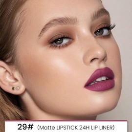 evpct 1Pcs More Berry Lip Liner and Lipstick Set Kit for Women, DNM Matte Lips Kit with Lip Liner Lip Stains Long Lasting Waterproof 24 Hour Lipstick and Lip Liners Combo Lipliners Pencil 29#