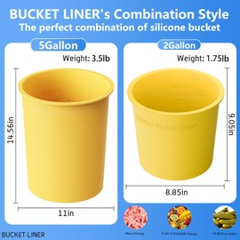 BUCKET LINER BUCKET LINER - 5 Gallon Bucket Liner and 2 Gallon Silicone Reusable for Thinset Concrete Mix Mud Paint