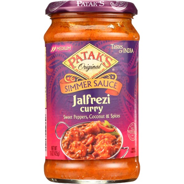 PATAKS Jalfrezi Sweet Pepper Spicy Curry and Simmer Sauce, 15 oz